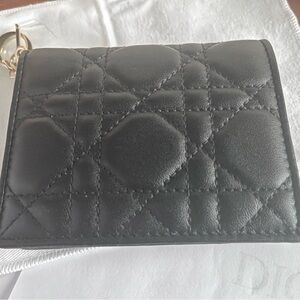 Dior Black Mini Lady Dior Gardenia Wallet